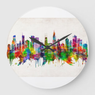 Chicago Illinois Skyline Stor Klocka