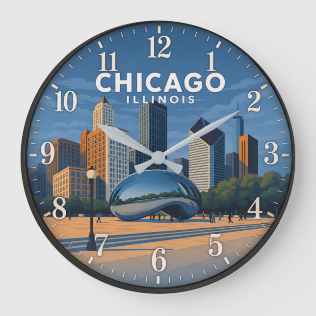 Chicago Illinois Skyline  Stor Klocka (Framsida)