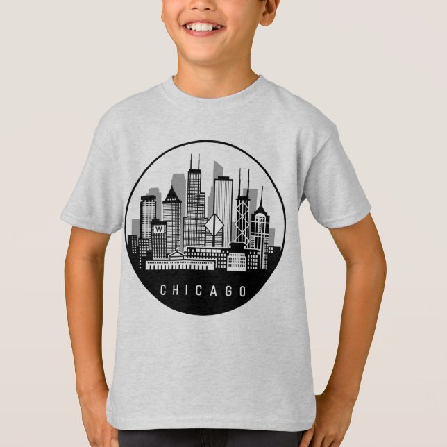 Chicago Illinois Skyline T Shirt (Framsida)