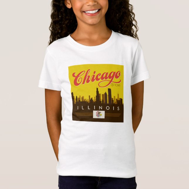 Chicago Illinois Skyline T Shirt (Framsida)