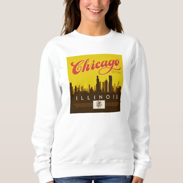 Chicago Illinois Skyline T Shirt (Framsida)
