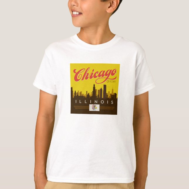 Chicago Illinois Skyline T Shirt (Framsida)