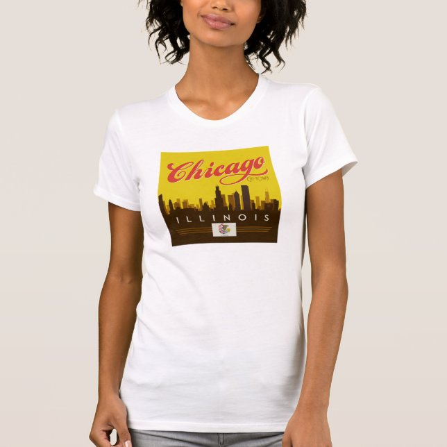 Chicago Illinois Skyline T Shirt (Framsida)