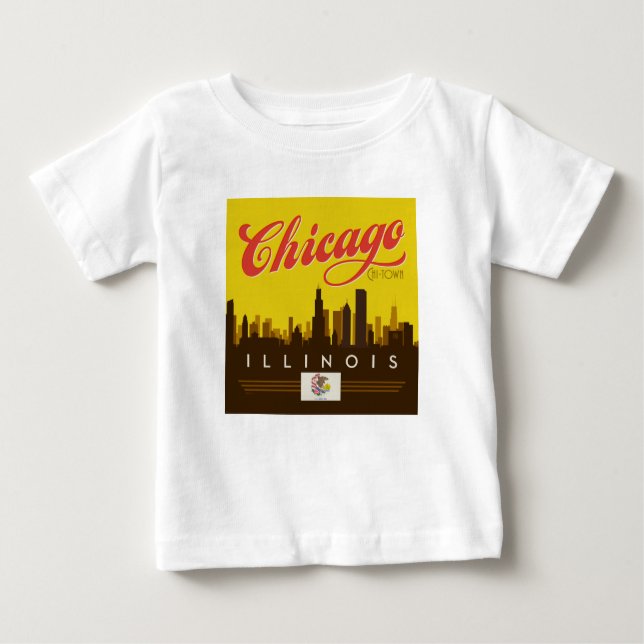 Chicago Illinois Skyline T Shirt (Framsida)