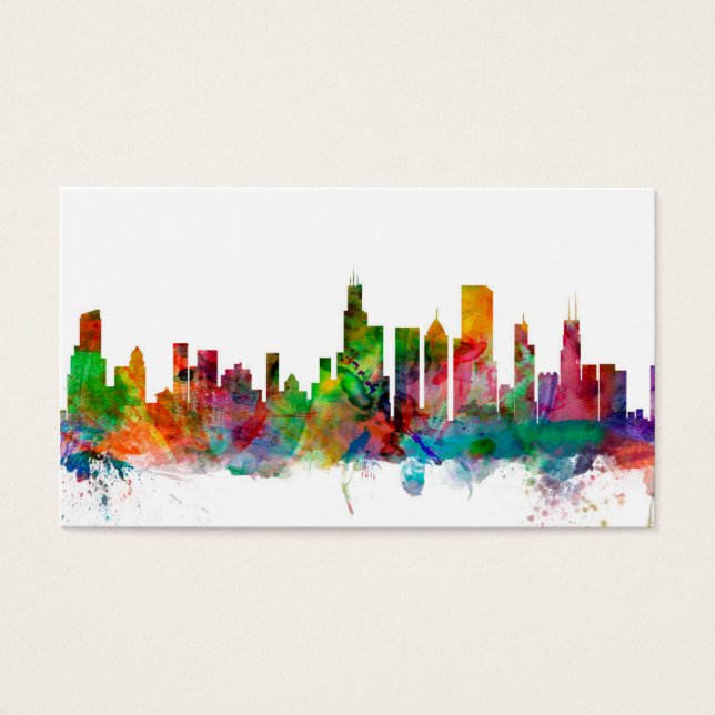 Chicago Illinois Skyline Visitkort (Framsidan)