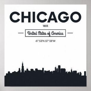 Chicago Illinois stadskoordinater Poster