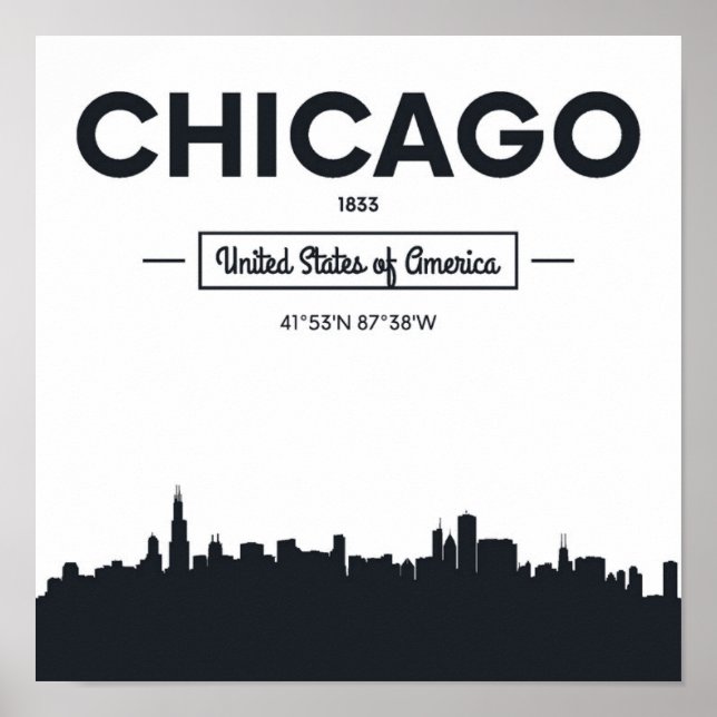 Chicago, Illinois | Stadskoordinater Poster (Framsidan)
