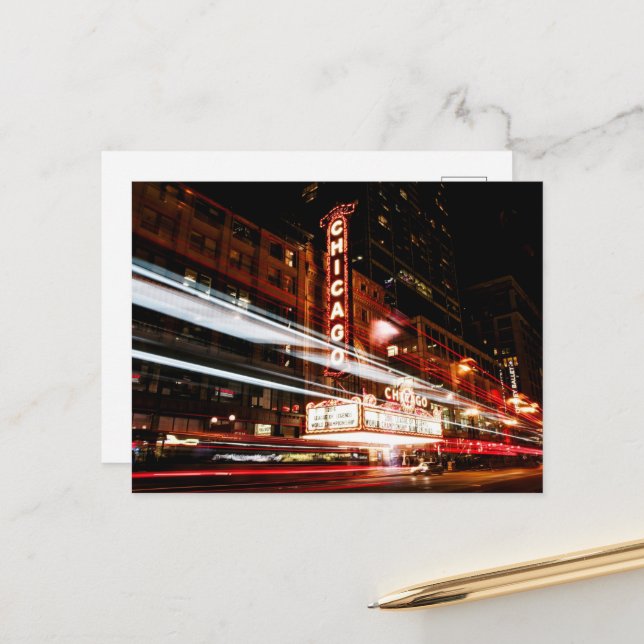 Chicago Illinois Stadssiluett Vykort (Fram/Back In Situ)