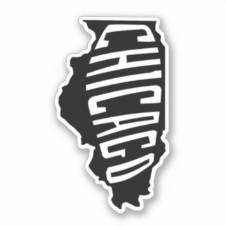 Chicago, Illinois State Outline - America Travel Klistermärken