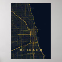 Chicago Illinois Stiliskt Karttryck | Modern Höjd