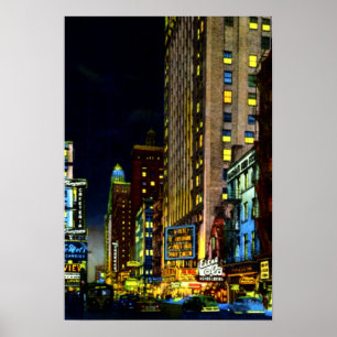 Chicago Illinois Street View på natten Poster