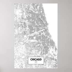 Chicago Illinois (svarten på vit) Poster