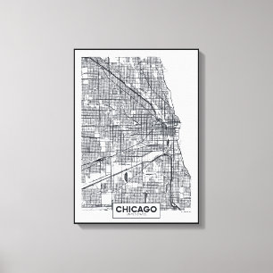 Chicago Illinois svartvit stadskarta Canvastryck