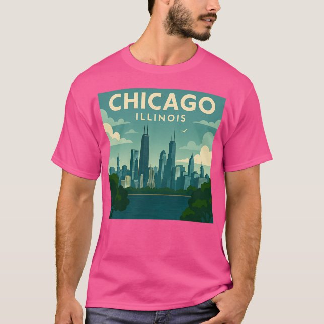 Chicago Illinois T Shirt (Framsida)