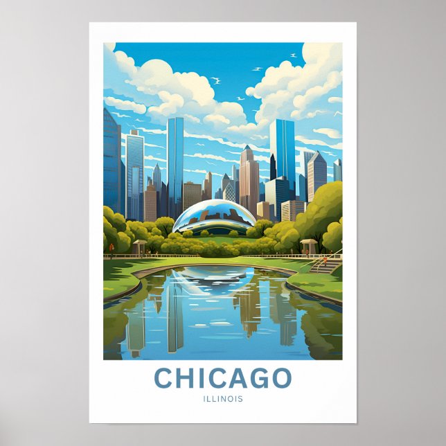 Chicago Illinois Travel Print Poster (Framsidan)