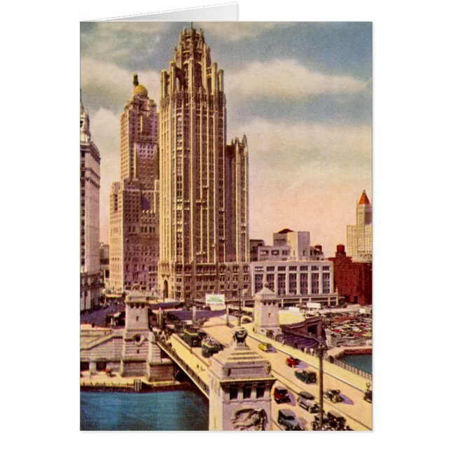 Chicago Illinois Tribunetorn Hälsningskort (Framsidan)
