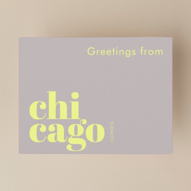 Chicago Illinois typografisk modern  Vykort (Skapare uppladdad)