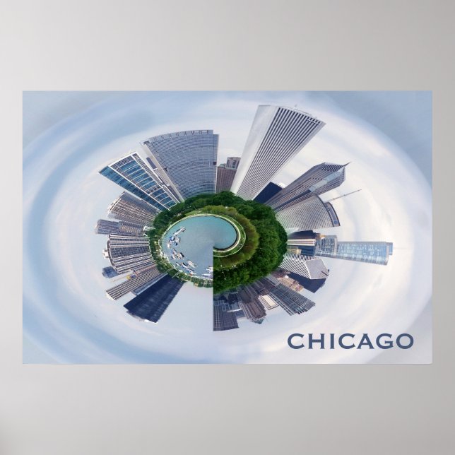 Chicago Illinois Unique City Skyline Travel Photo Poster (Framsidan)