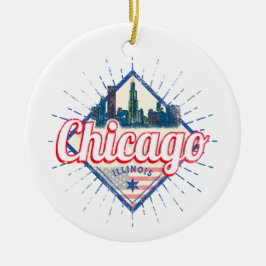 Chicago Illinois United Stater Retro Skyline USA Julgransprydnad Keramik