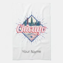 Chicago Illinois United Stater Retro Skyline USA Kökshandduk