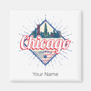 Chicago Illinois United Stater Retro Skyline USA Magnet