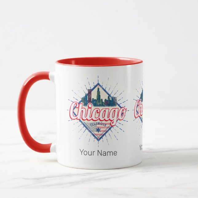 Chicago Illinois United Stater Retro Skyline USA Mugg (Vänster)