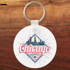Chicago Illinois United Stater Retro Skyline USA Nyckelring