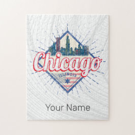Chicago Illinois United Stater Retro Skyline USA Pussel