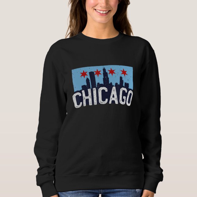 Chicago Illinois USA City Skyline Silhouette Outli T Shirt (Framsida)