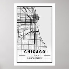 Chicago Illinois USA City Travel City Karta Poster