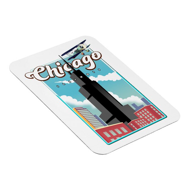 Chicago Illinois USA resebroschyr Magnet (Högersidan)