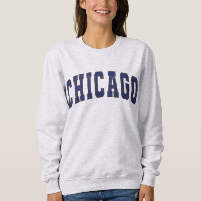 Chicago Illinois Vintage College Stil Sweatshirt T Shirt (Framsida)