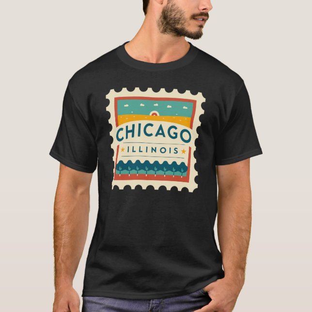 Chicago Illinois Vintage Design T Shirt (Framsida)