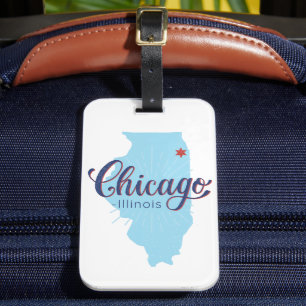 Chicago Illinois Vintage Karta Bagagebricka