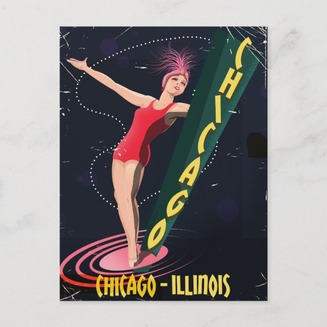 Chicago Illinois vintage RESOR REKLAMPOSTER Vykort (Framsida)