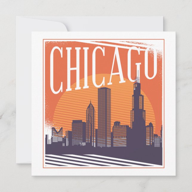 Chicago Illinois Vintage Skyline (Framsida)