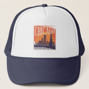 Chicago Illinois Vintage Skyline City Logotyp Keps