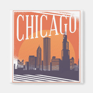 Chicago Illinois Vintage Skyline Magnet