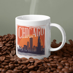 Chicago Illinois Vintage Skyline Photo Kaffemugg