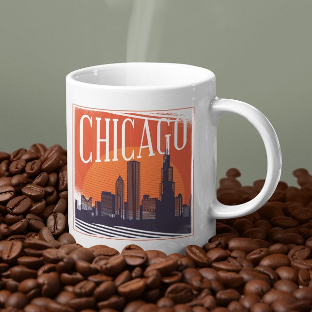 Chicago Illinois Vintage Skyline Photo Kaffemugg (retro vintage chicago windy city logo mug)