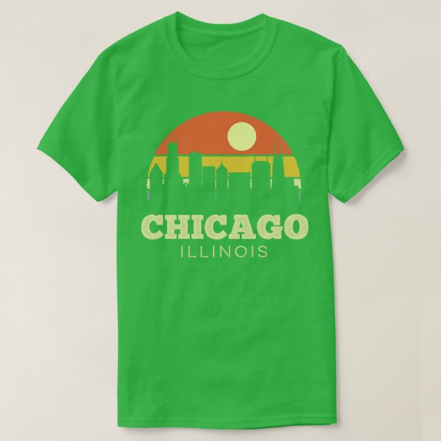 Chicago Illinois Vintage Sunset T Shirt (Design framsida)