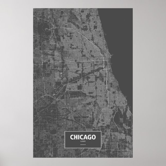 Chicago, Illinois (vit på svart) Poster (Framsidan)