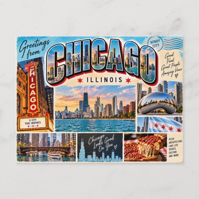 Chicago Illinois Vykort (Framsida)