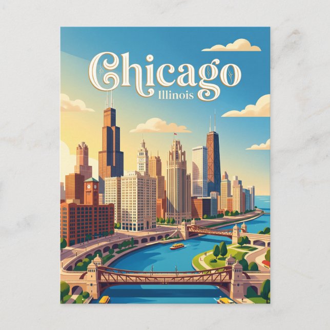 Chicago Illinois Vykort (Framsida)