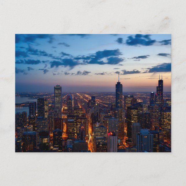 Chicago, Illinois, vykort med siluett (Framsida)