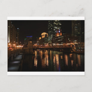 Chicago Illinois Windy City Night Bygger Destiny Vykort