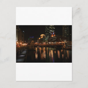 Chicago Illinois Windy City Night Bygger Destiny Vykort