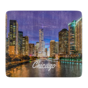 Chicago Illinos City på natten