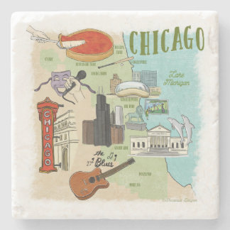 Chicago Illustrated Karta Stone Underlägg