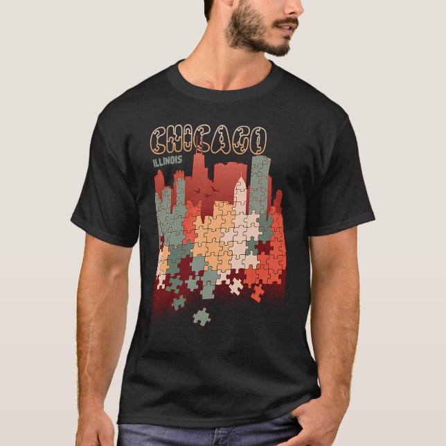 Chicago In Illinois Travel Souvenir T Shirt (Framsida)